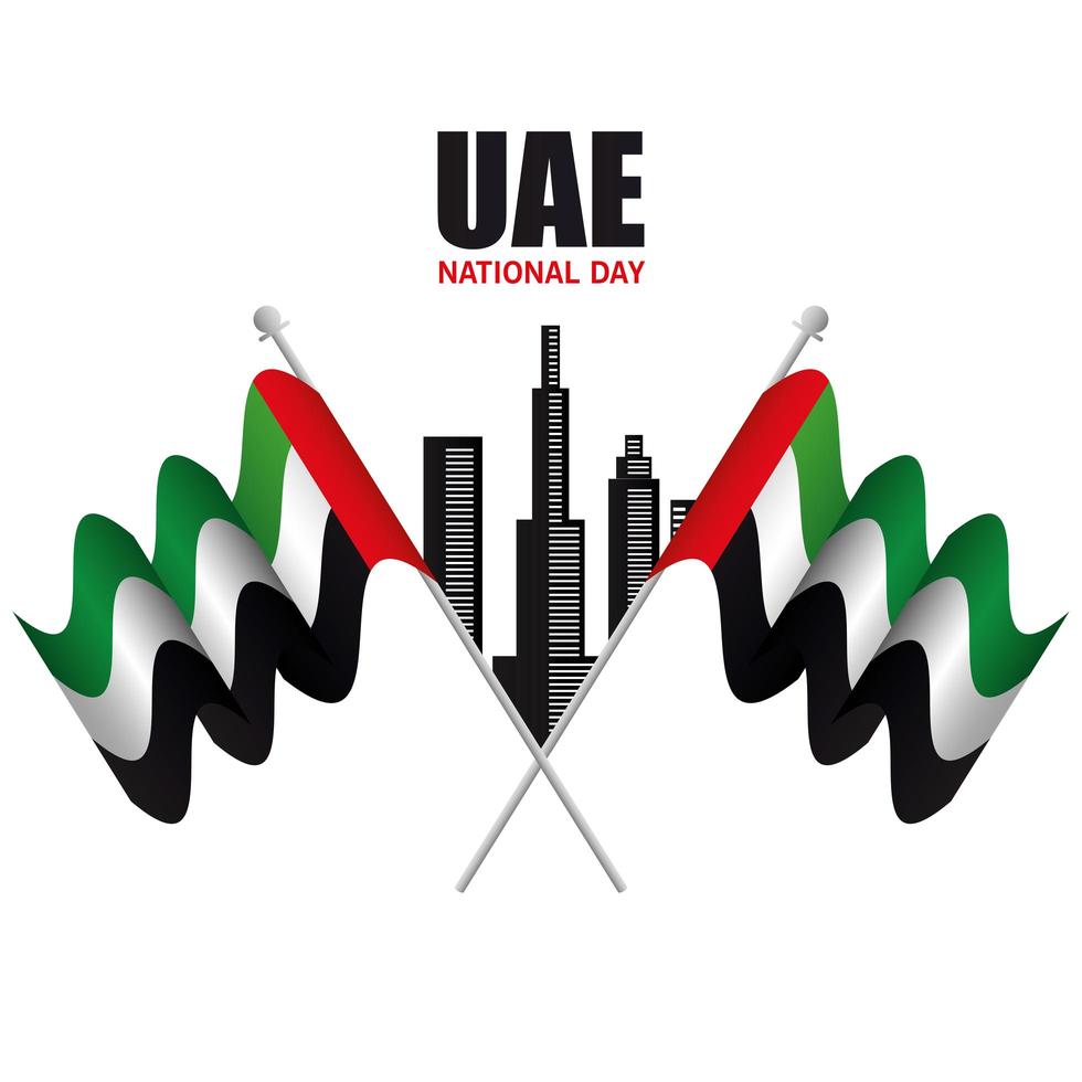 Uae national day with flags and city vector design
