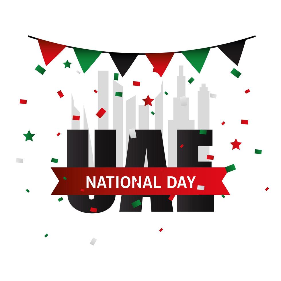 Uae national day with banner pennant vector design