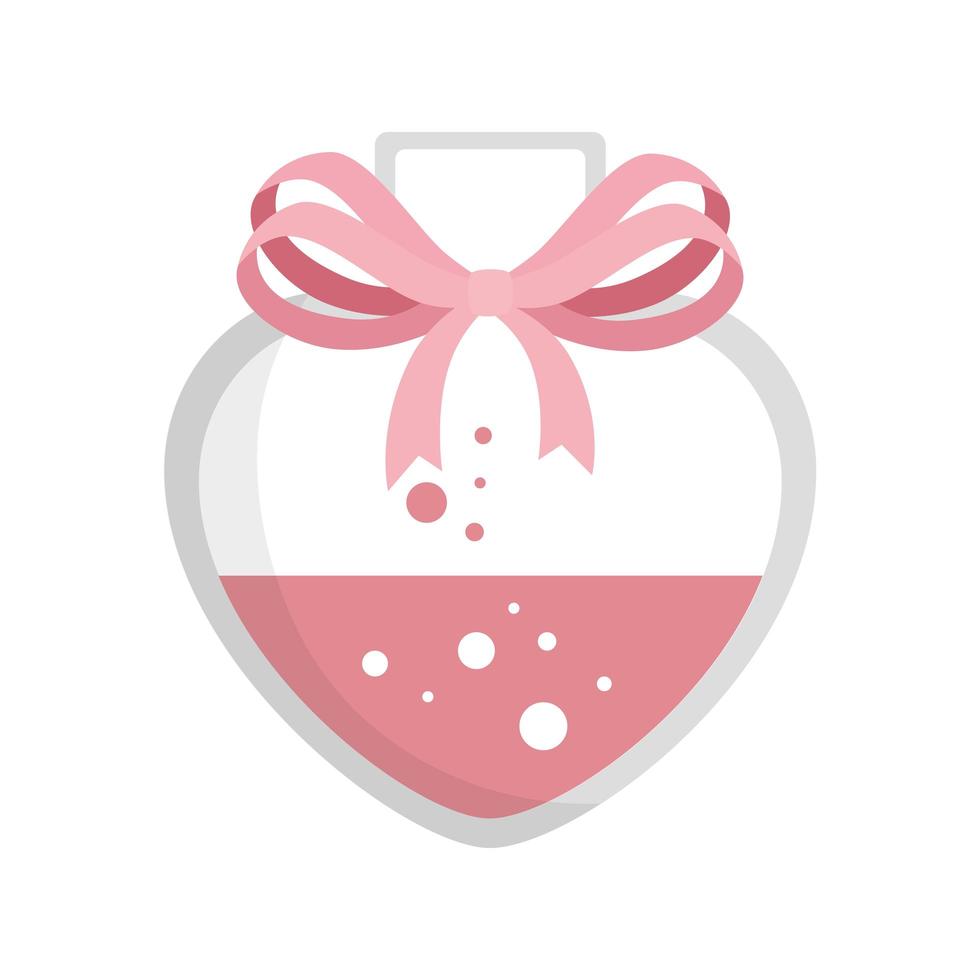 fragrance with heart bottle isolated icon vector
