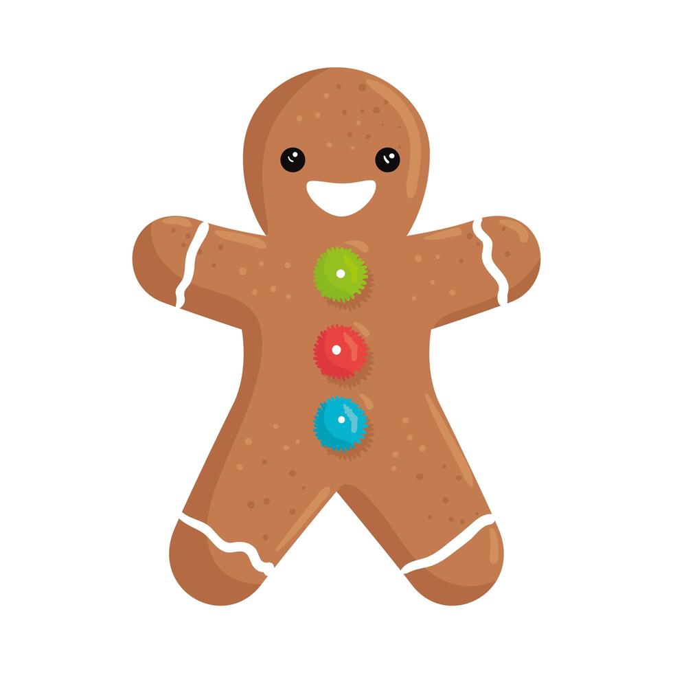 happy merry christmas ginger man cookie character vector