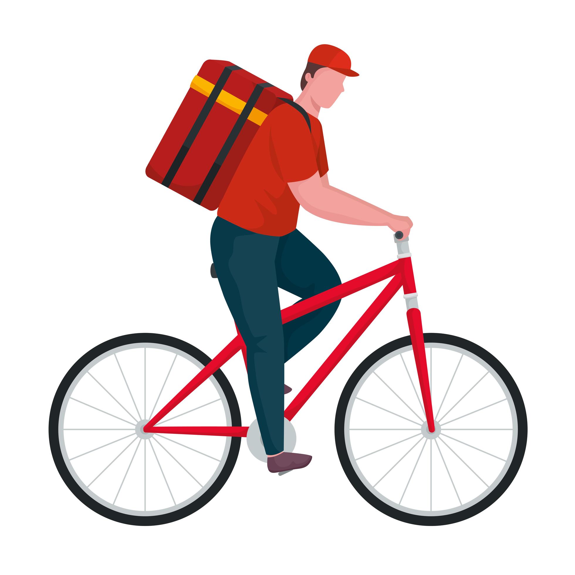 delivery worker in bicycle character 1931639 Vector Art at Vecteezy