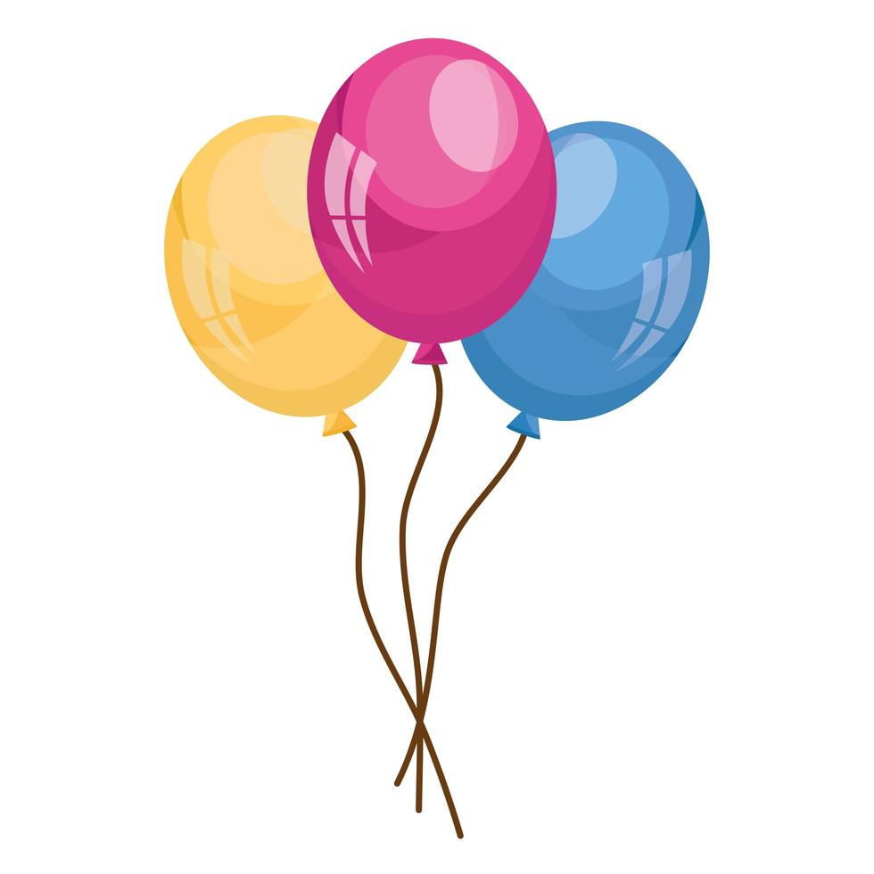 colores globos helio flotante feliz cumpleaños icono vector