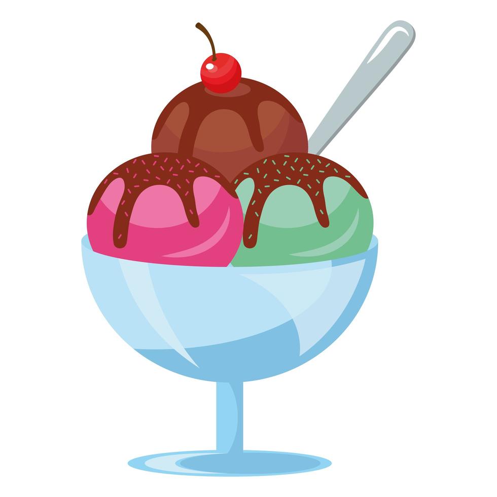 delicioso helado en icono de taza vector
