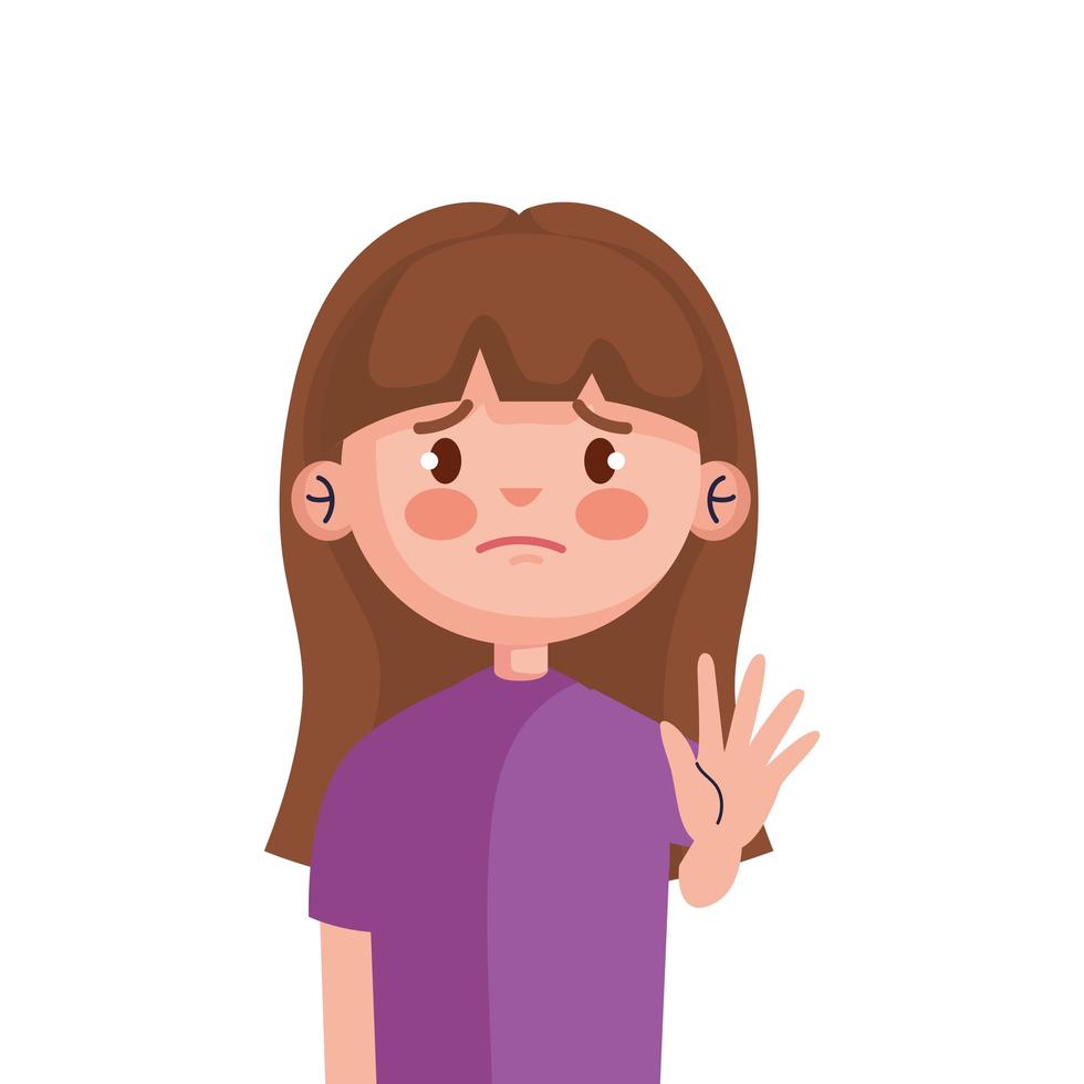 Detener el acoso y el diseño vectorial de niño triste niña vector