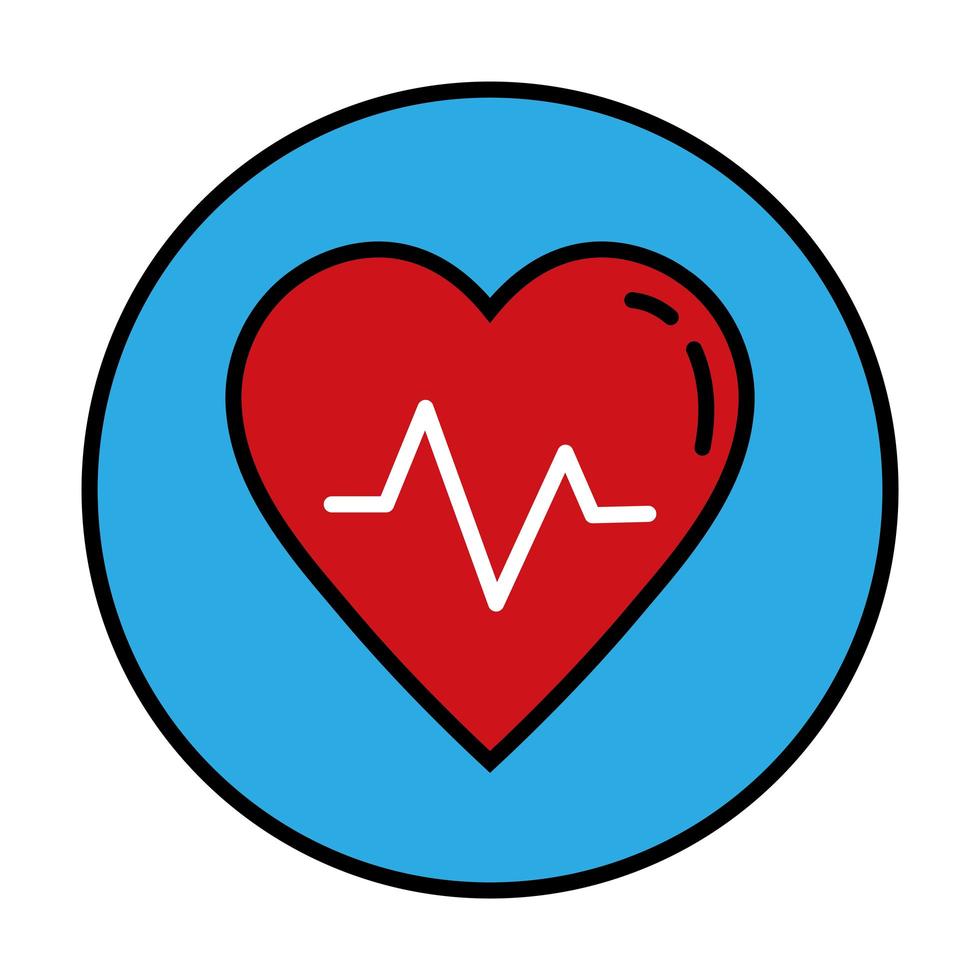 icono de estilo de relleno y línea de cardiología del corazón vector