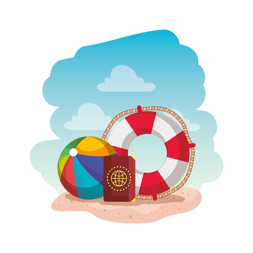 beach balloon with float and passport vector