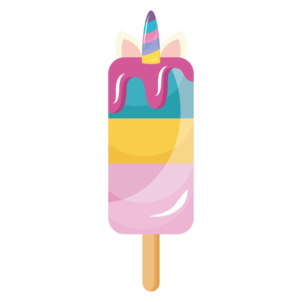 lindo helado con icono de cuerno de unicornio vector