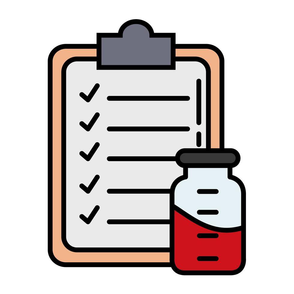 checklist with blood in bottle line and fill style vector