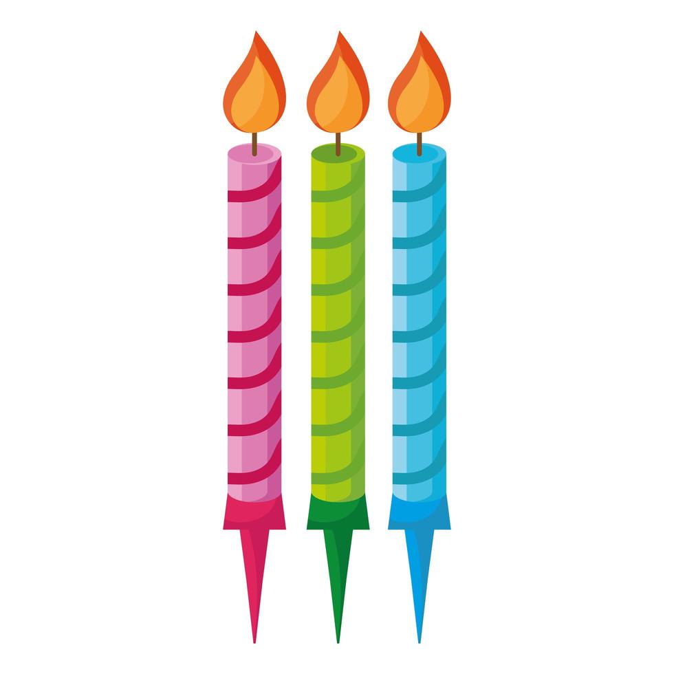 candles birthday colors set icons vector