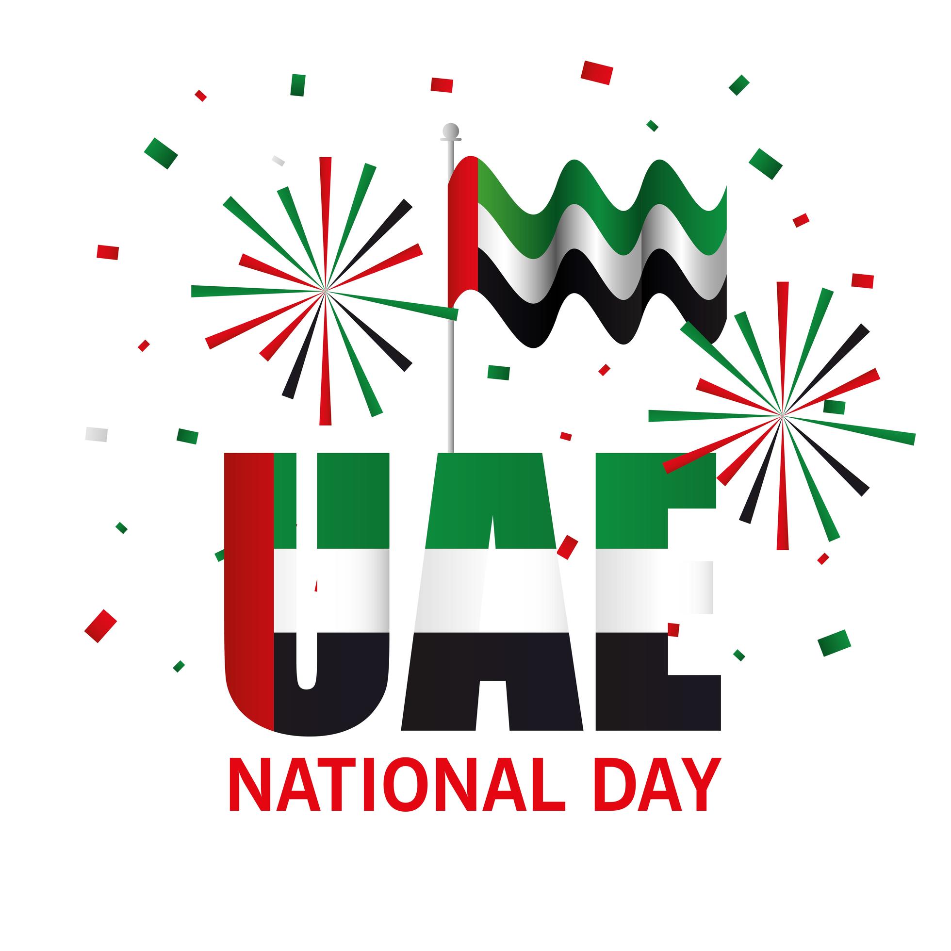 Uae national day with flag and fireworks vector design 1931803 Vector Art at Vecteezy