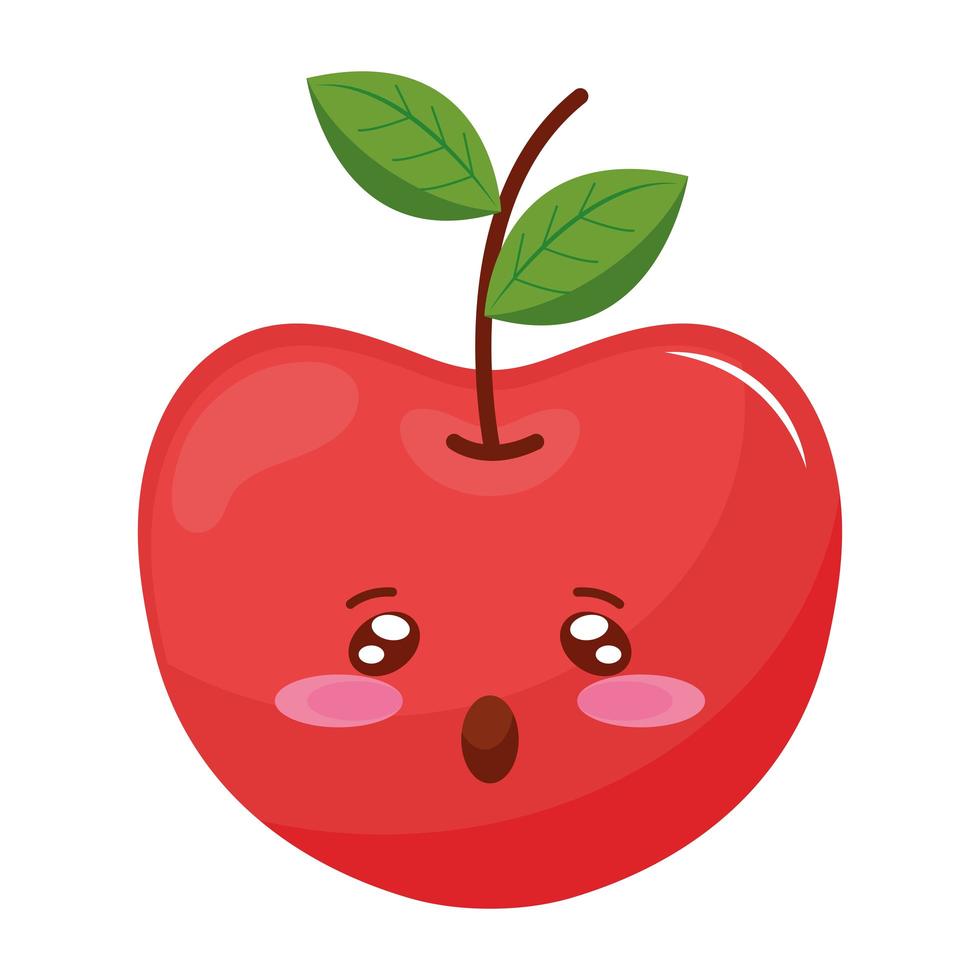 manzana kiut comida kawaii personaje vector