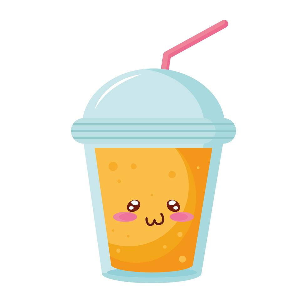 jugo de oranje kiut comida kawaii personaje vector