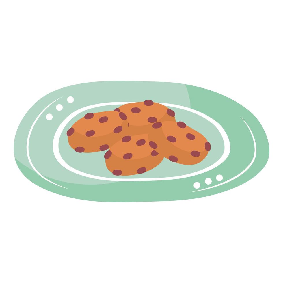 galletas en el icono de estilo higge de plato vector