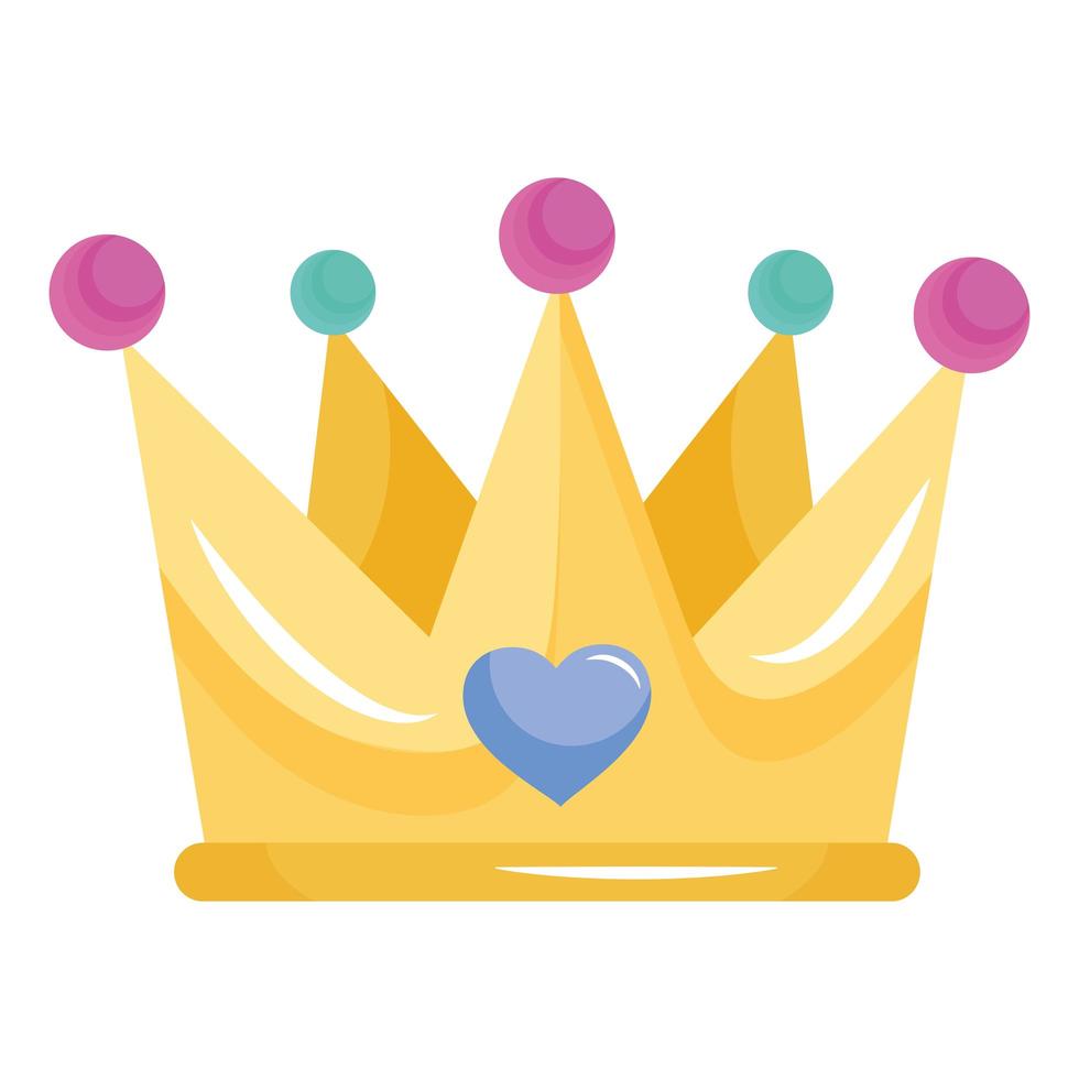 cute queen crown with heart icon vector