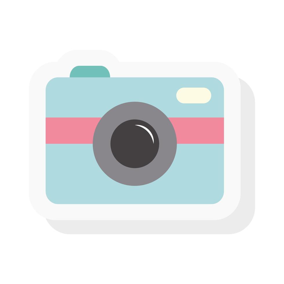 camera sticker and flat style icon vector design