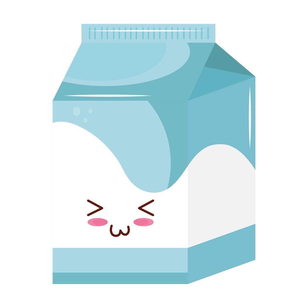 caja de leche kiut comida kawaii personaje vector