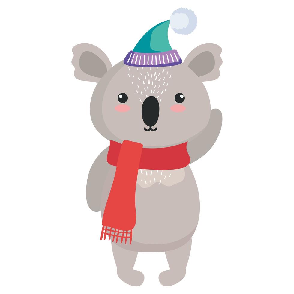 koala cartoon with winter cloth vector design