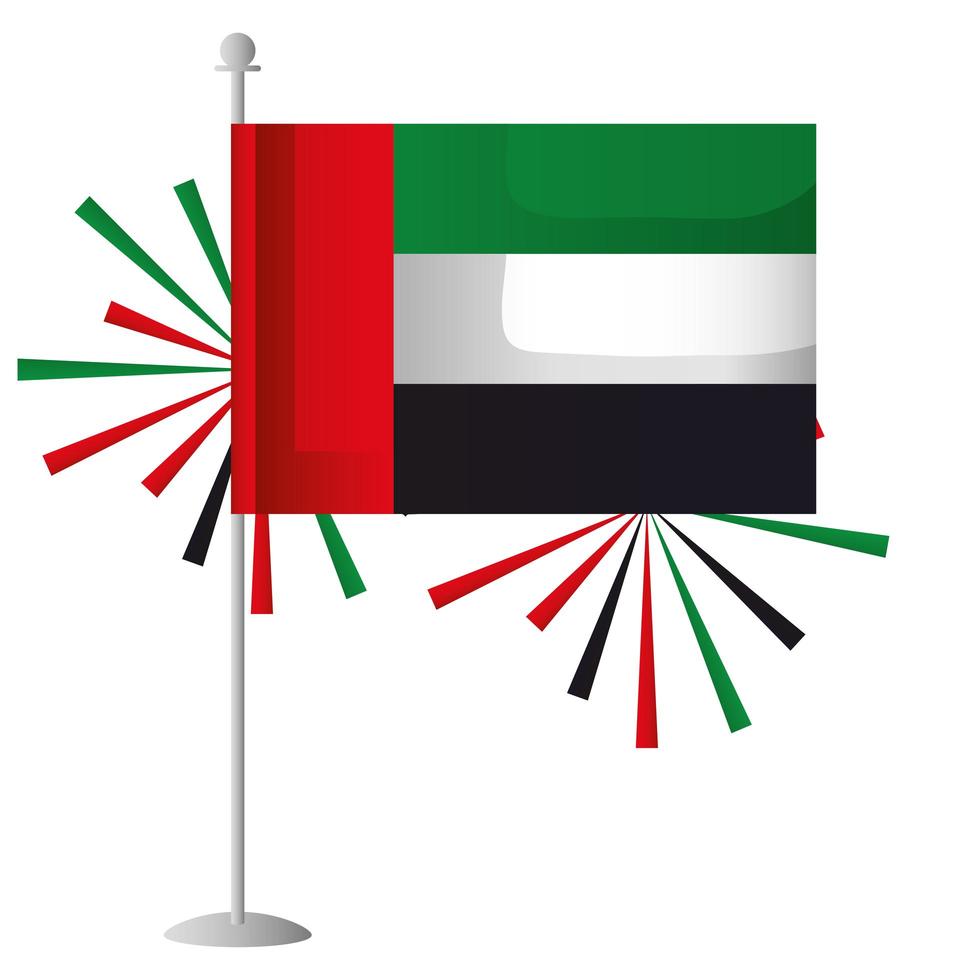 Uae national day with flag and fireworks vector design