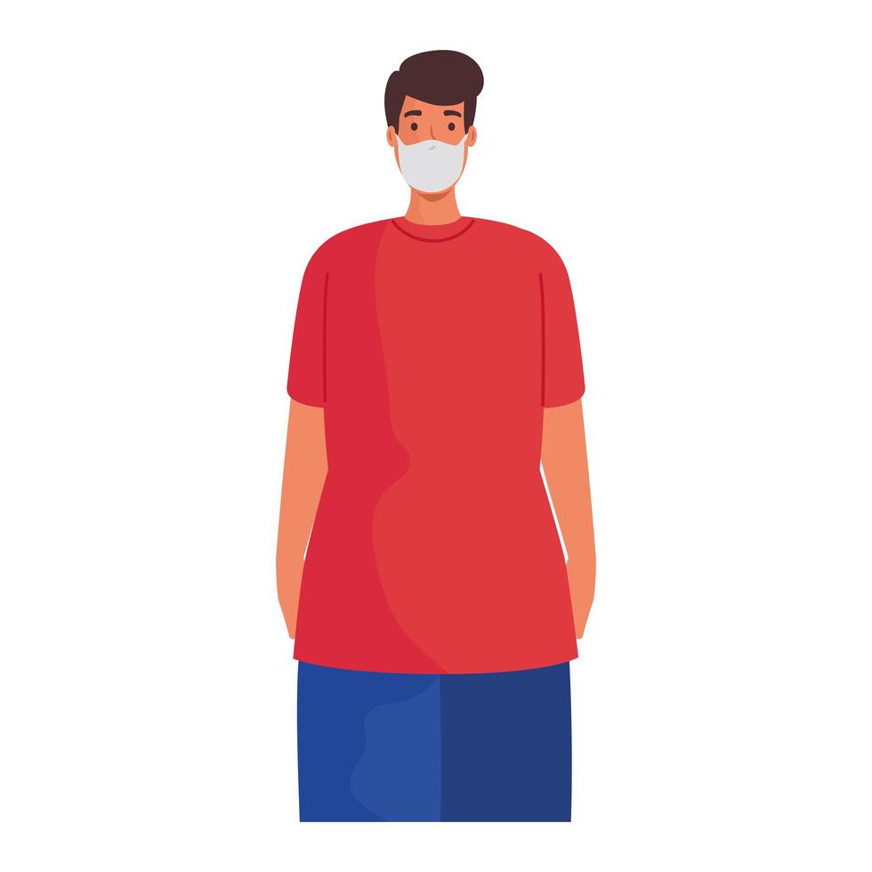 man wearing medical mask character vector