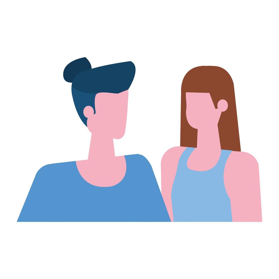 young lovers couple avatars characters vector