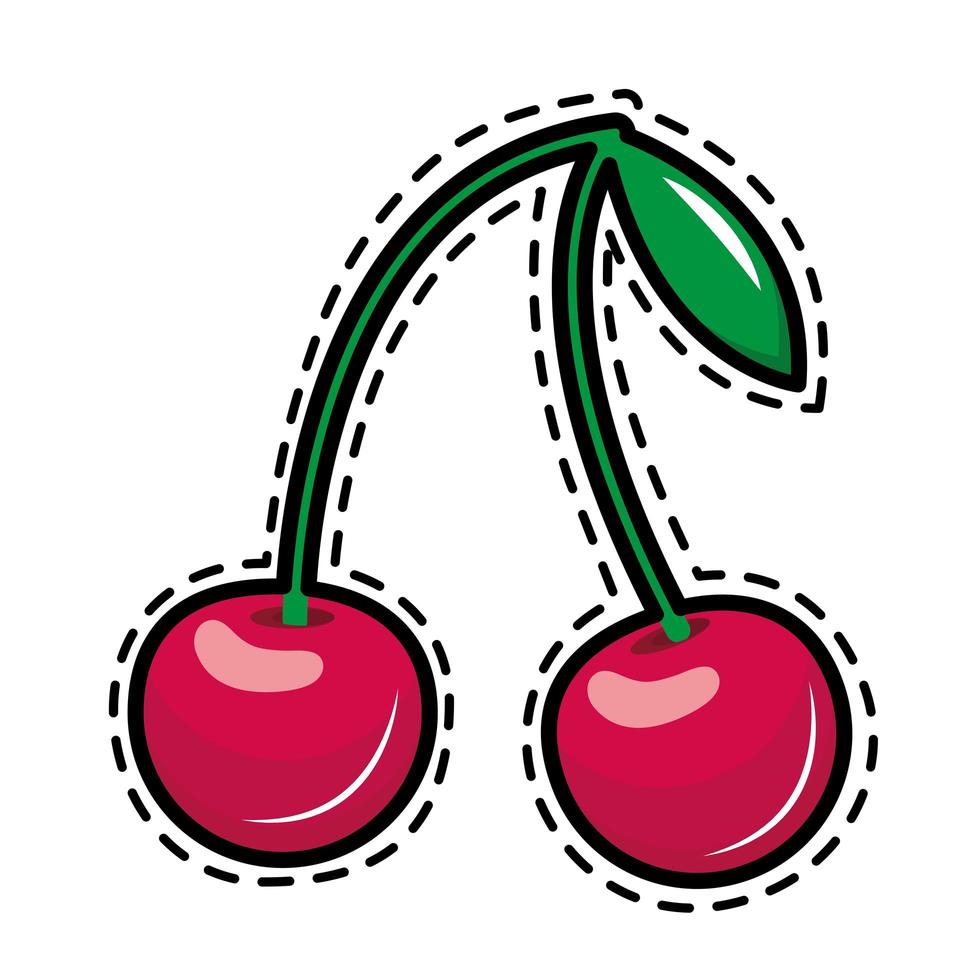 icono de etiqueta de arte pop de cerezas vector