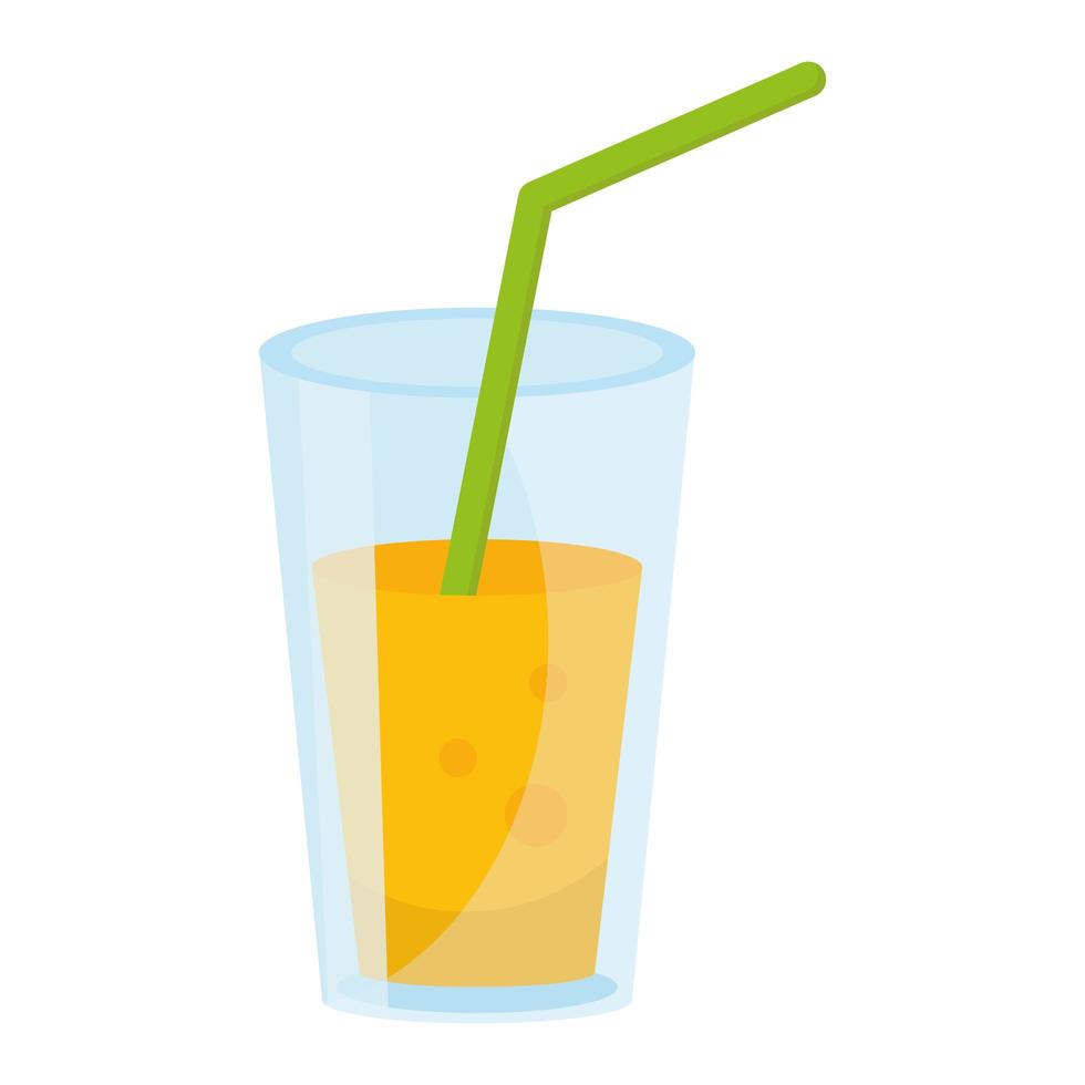 jugo de fruta vaso con paja icono de feliz cumpleaños vector