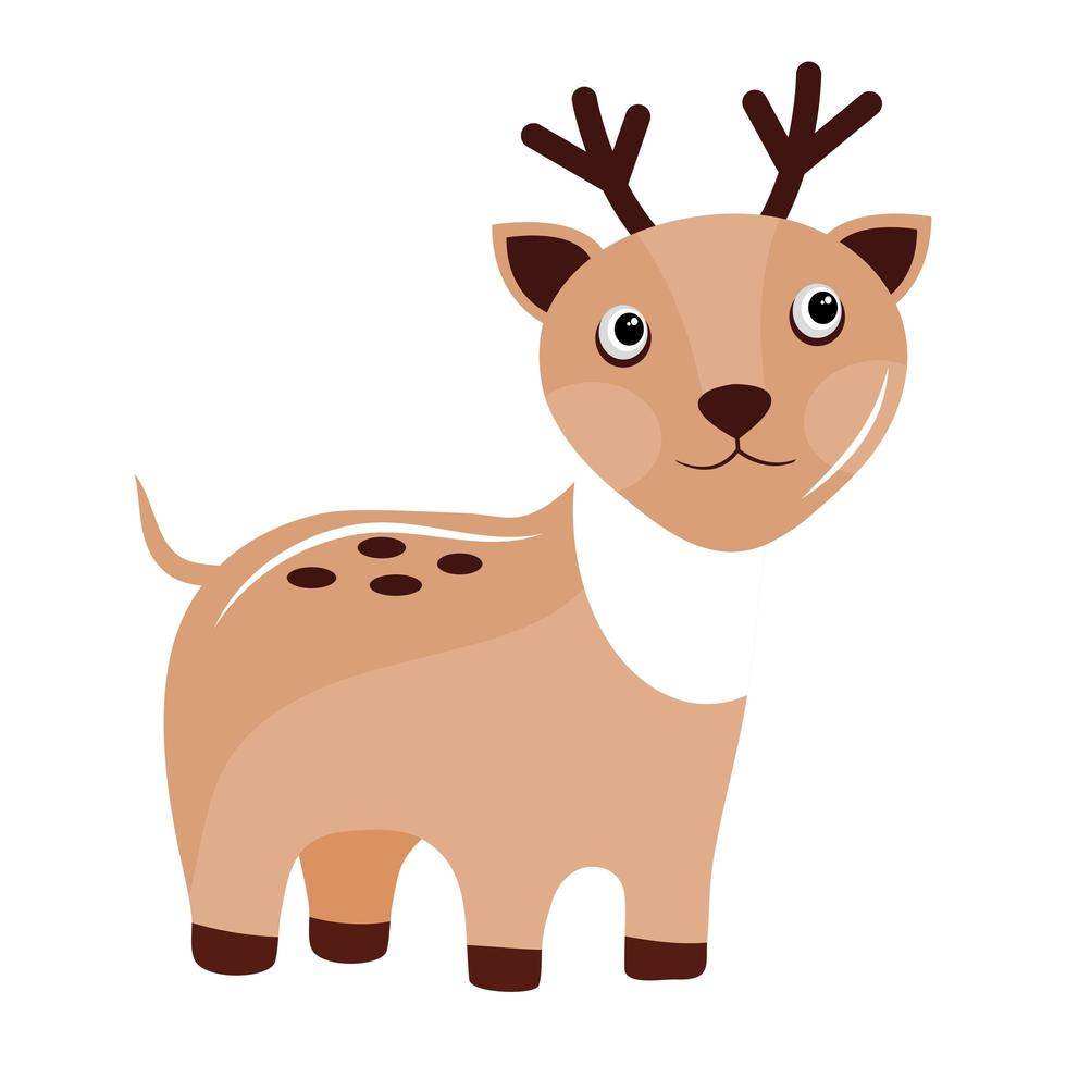 cute little reindeer animal kawaii character vector