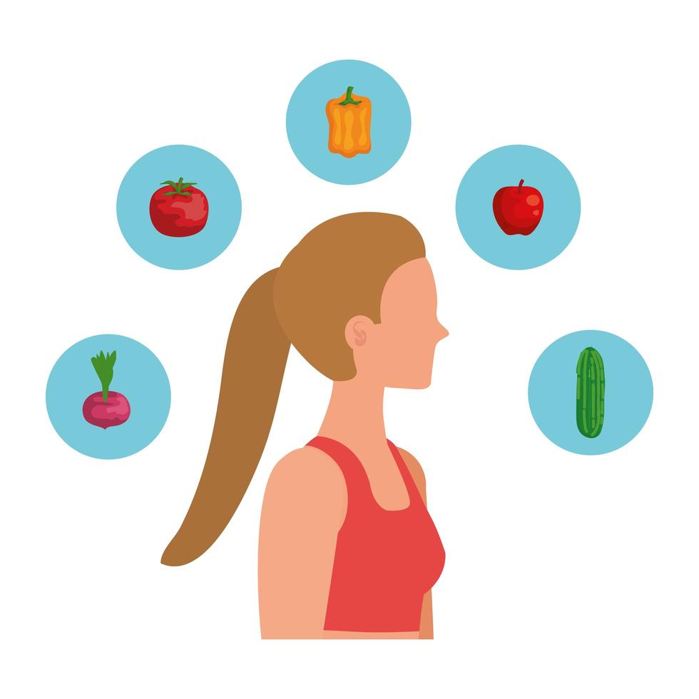 young sport woman with healthy food vector