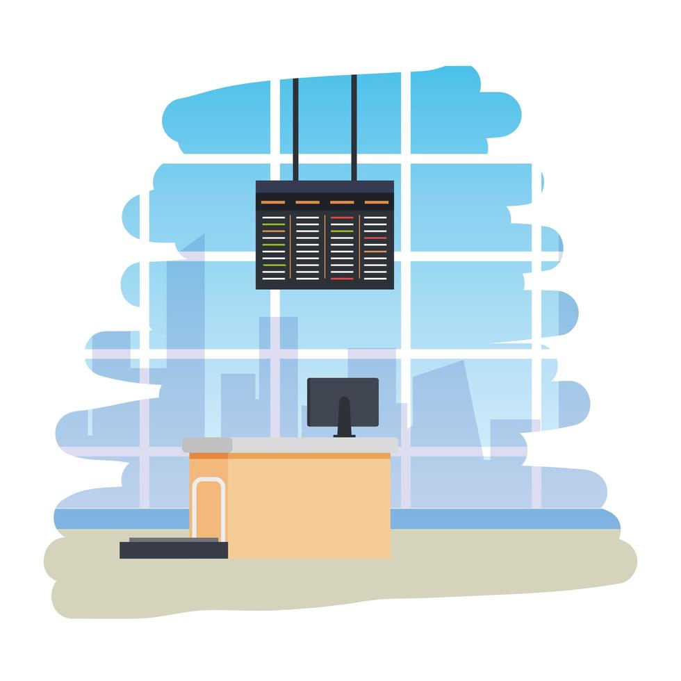airport checkin place with balance and computer scene vector