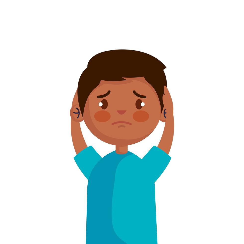 stop bullying and sad boy kid vector design