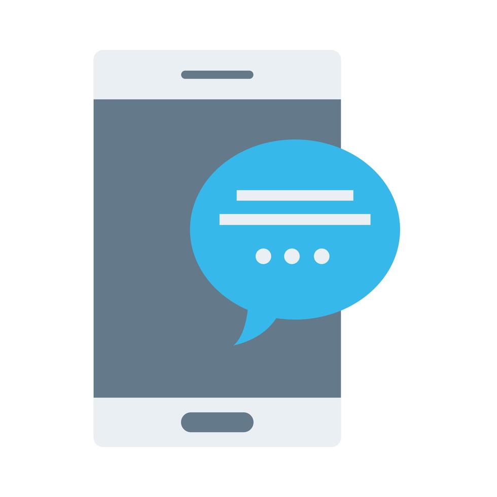 smartphone with speech bubble flat style icon vector