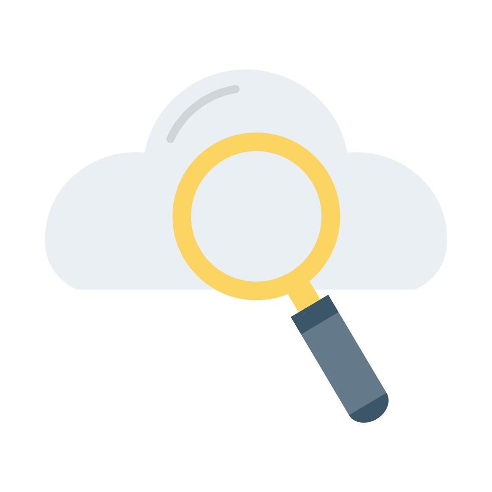 search magnifying glass with cloud computing flat style icon vector