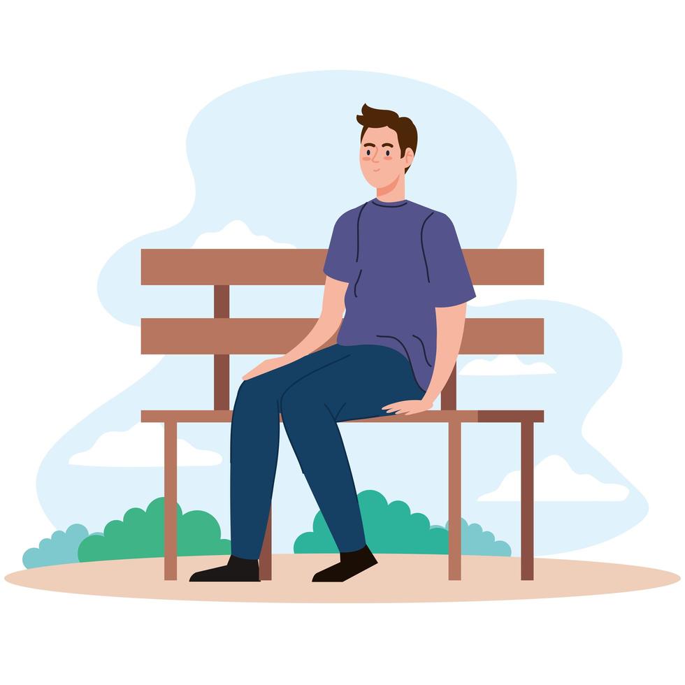 Man Sitting On Bench At Park Vector Design 1931960 Vector Art At Vecteezy