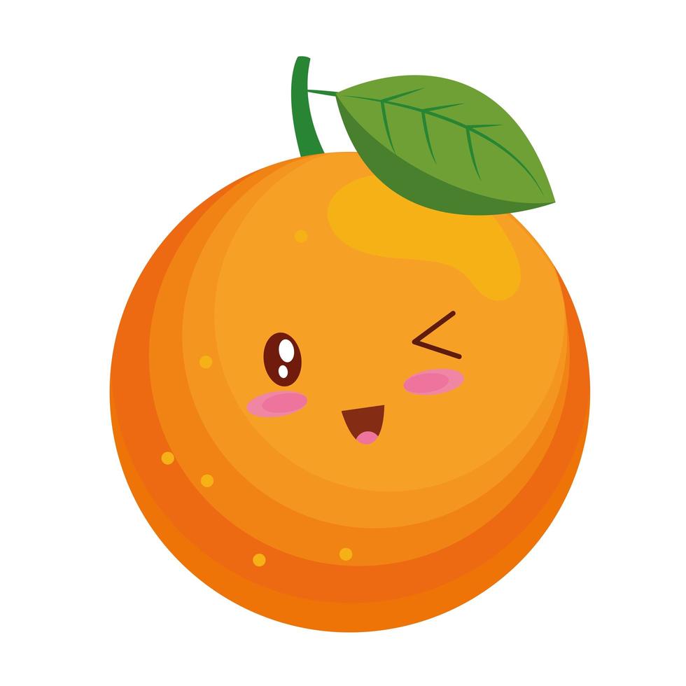 naranja, cítricos, kiut, comida, kawaii, carácter vector