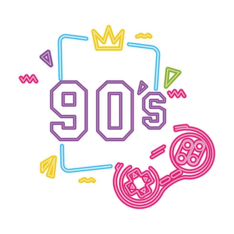 control game nineties style neon light vector