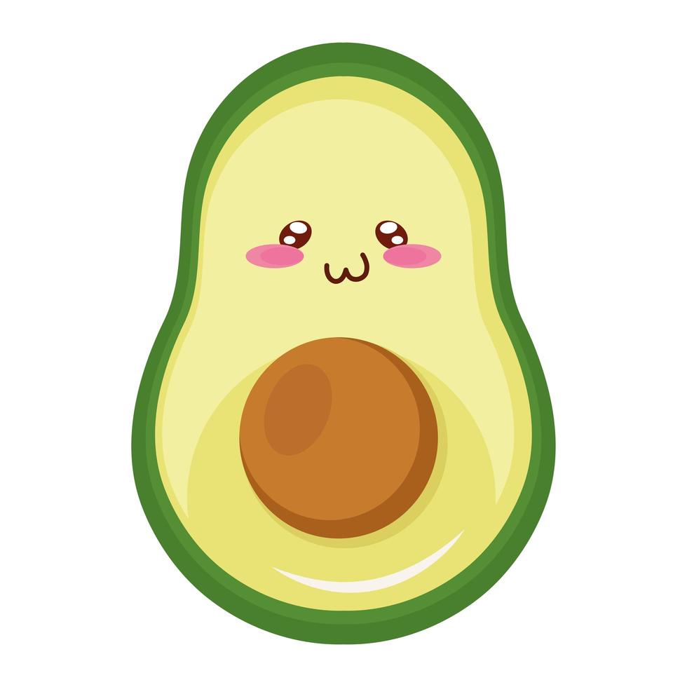 aguacate kiut comida kawaii personaje vector