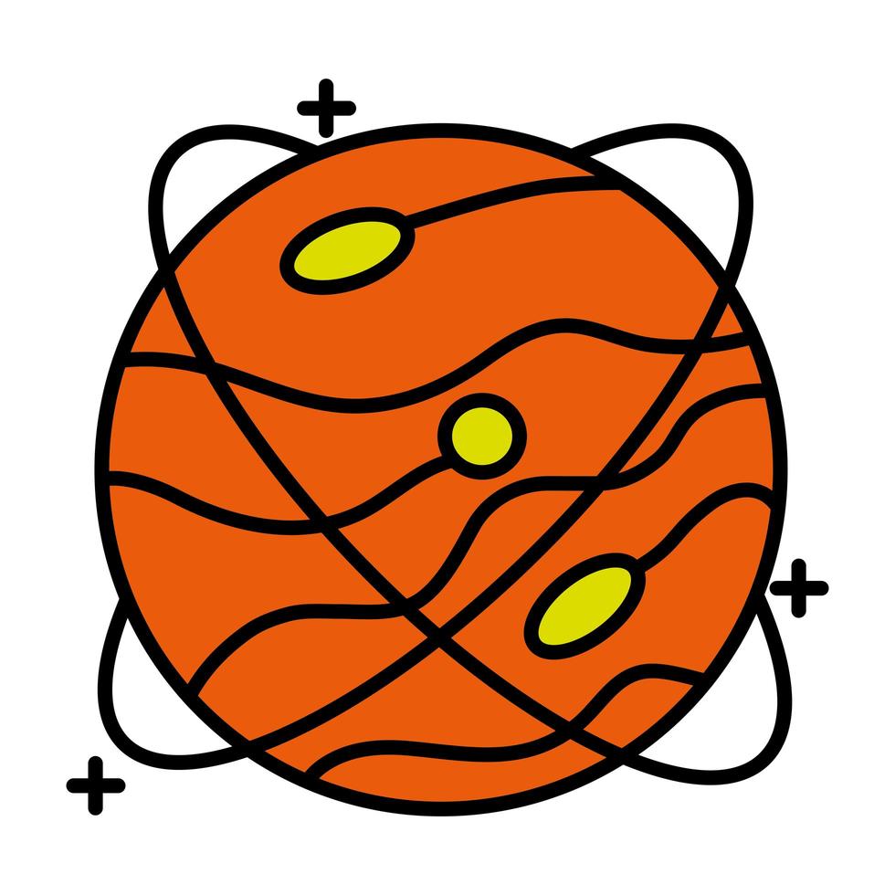 planet with lines orbit line and fill style icon vector