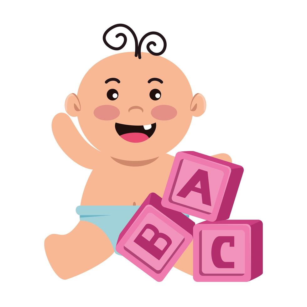 alphabet blocks toys with baby boy vector