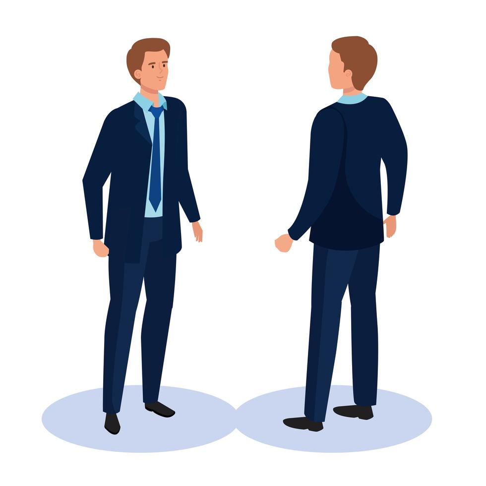 business man from front and back side isometric vector design