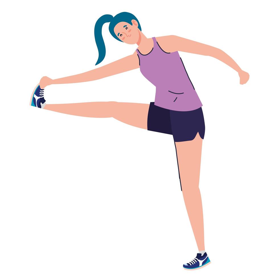 Woman avatar stretching legs vector design