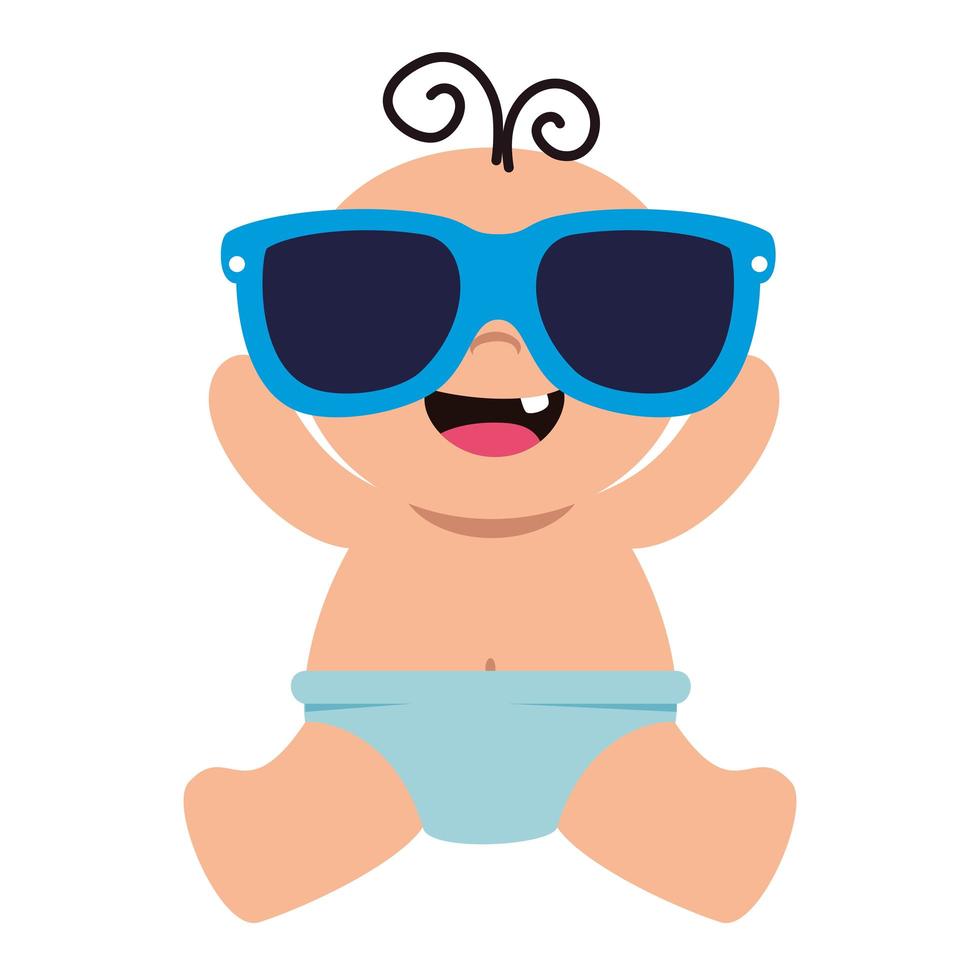 cute little baby boy with sunglasses vector