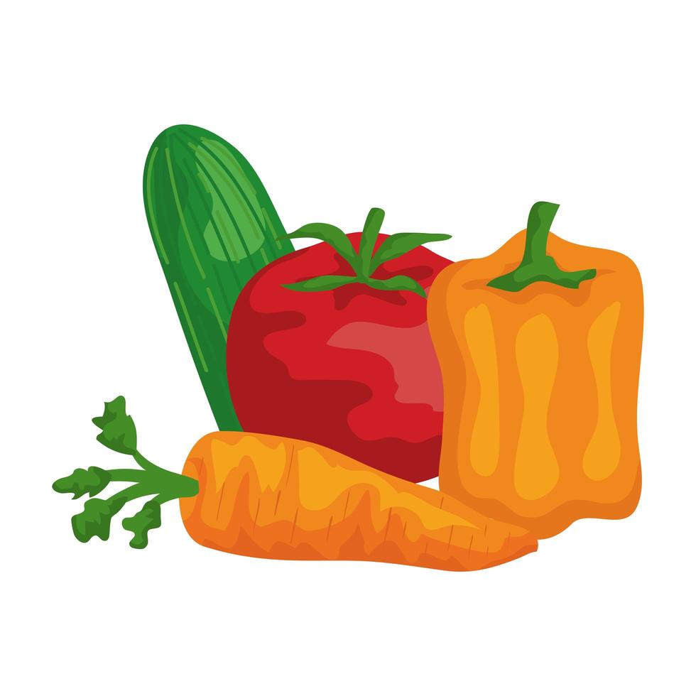 fresh vegetables healthy food icons vector