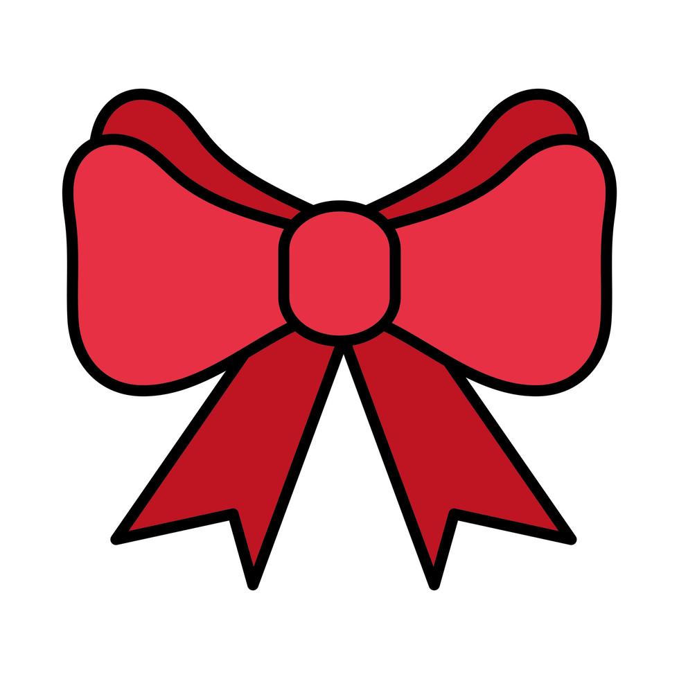 happy merry christmas bow line and fill style icon vector