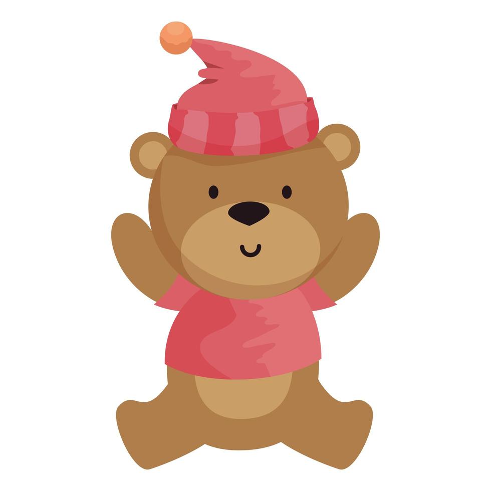 little bear teddy with hat vector