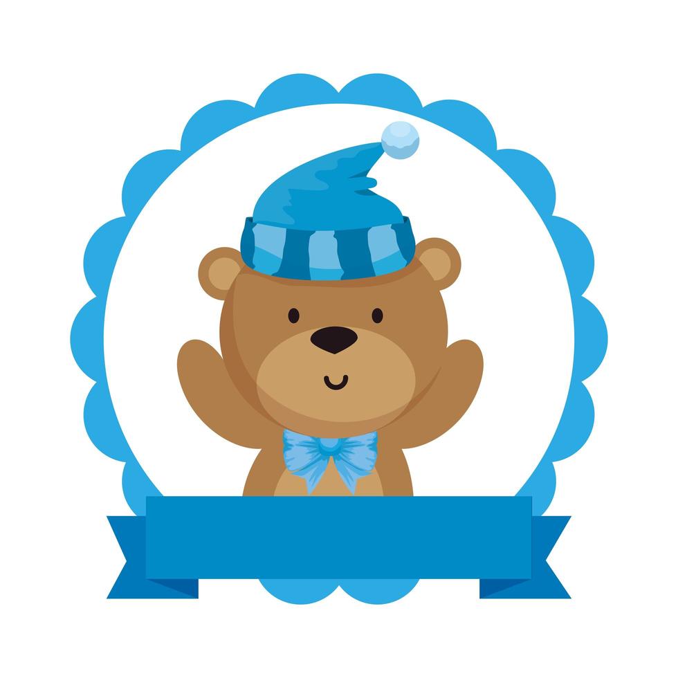 lace with little bear teddy and hat vector