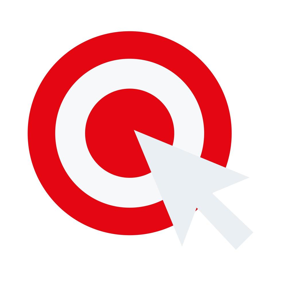 target with mouse cursor arrow flat style icon vector