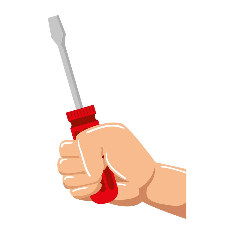 hand with screwdriver metal tool vector