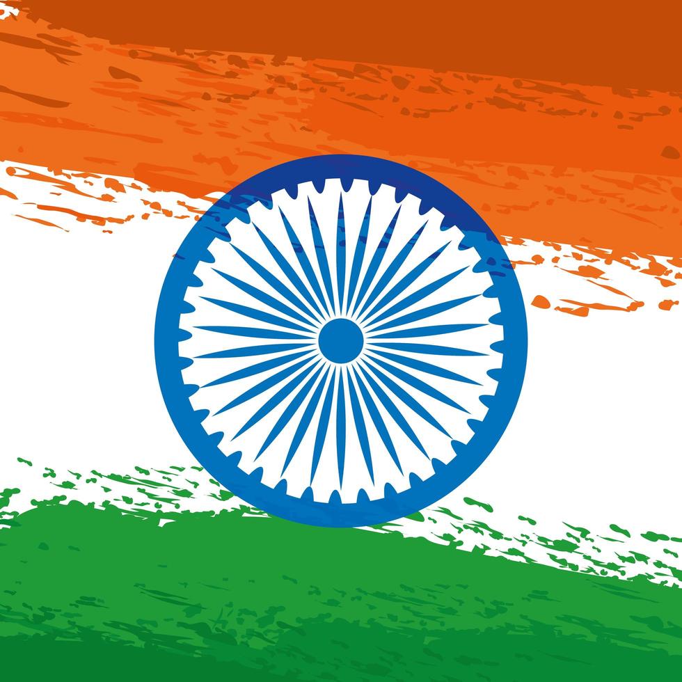 ashoka chakra indio con bandera pintada vector