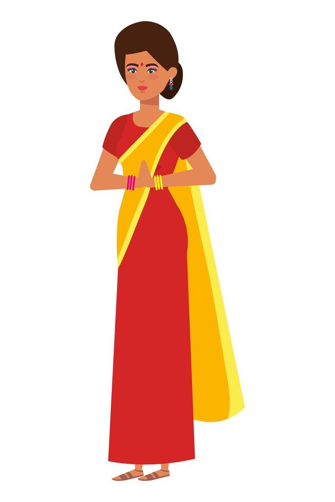 hermosa mujer de personaje de la india vector