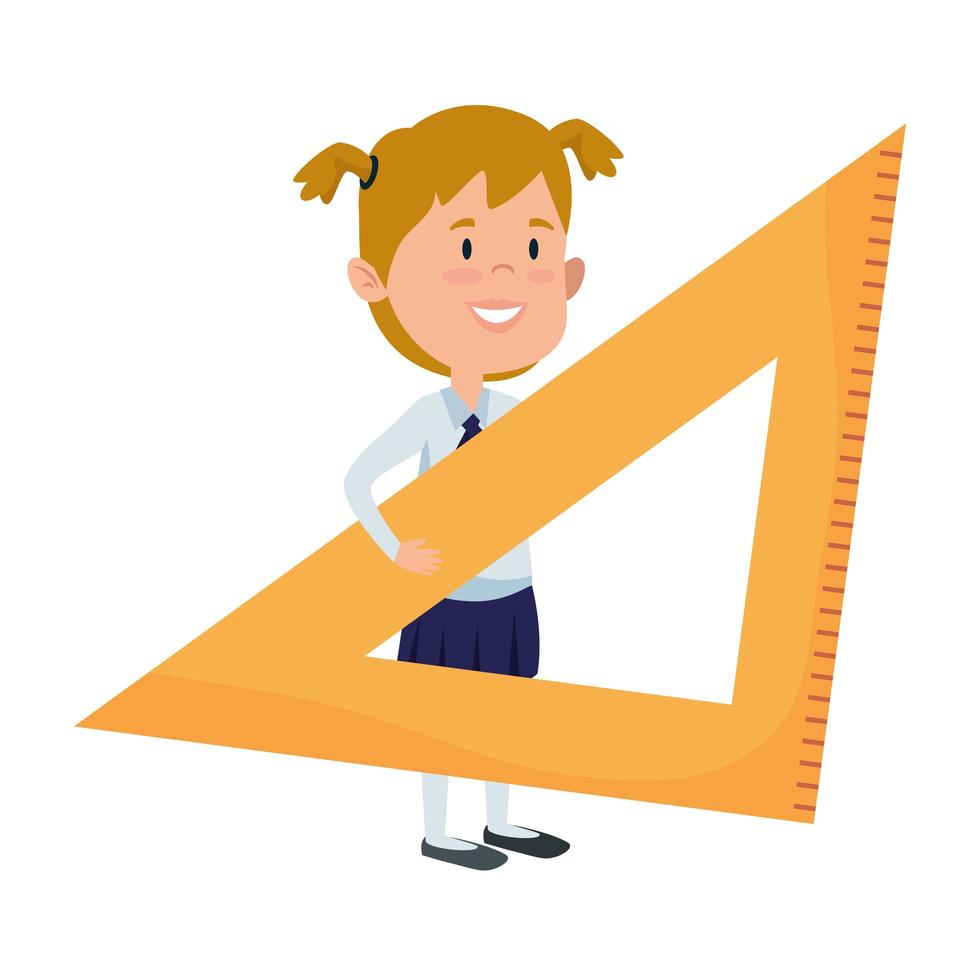 happy student girl with rule triangle vector